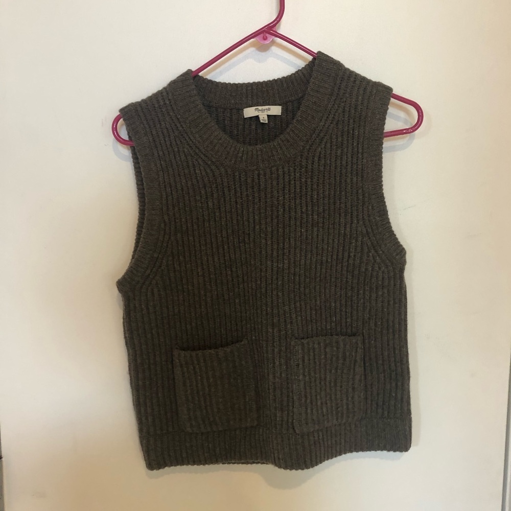 tan/grey Madewell Merino Wool sweater tank size S